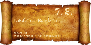 Takács Román névjegykártya